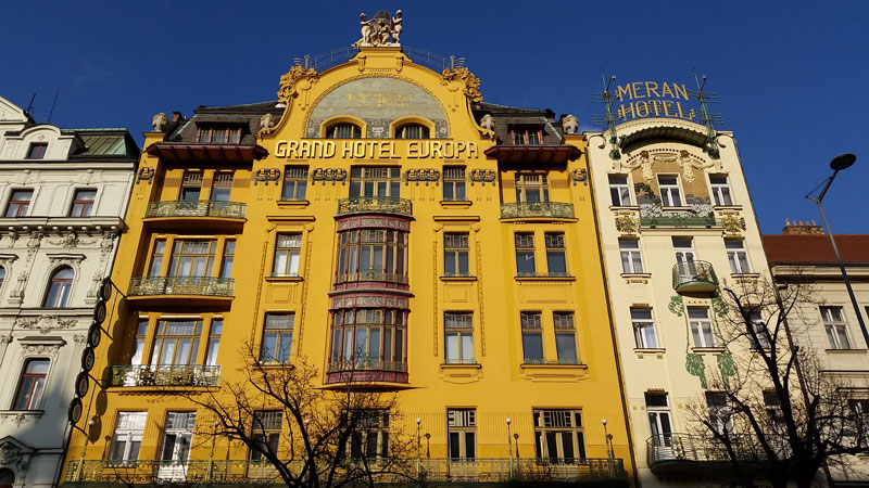 prague wenceslas square hotel evropa